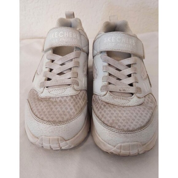 Skechers Girls' Uno Lite White Lace Up Sneaker Air-Cooled Memory Foam Size 3.5Y - Picture 3 of 7